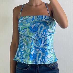 Blue and White Floral Tank Top